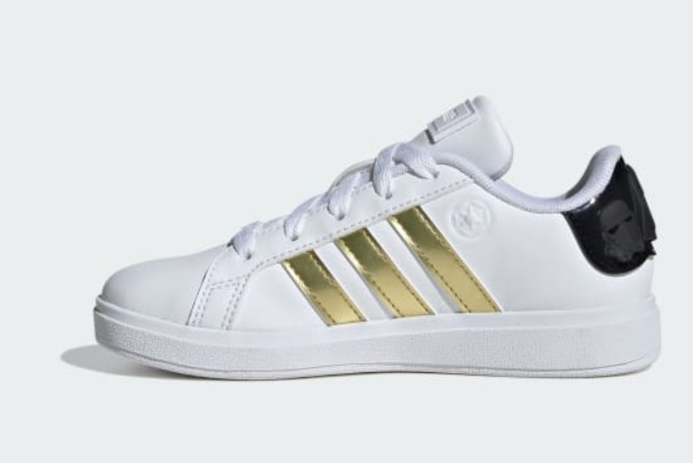 Tenis Adidas Star Wars Grand Court 2.0 Blanco/Dorado Niños