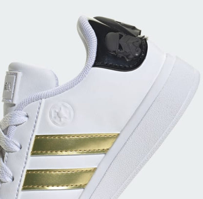 Tenis Adidas Star Wars Grand Court 2.0 Blanco/Dorado Niños